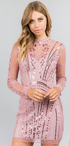Pink Sequins Short Dress