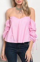 Pink Off the Shoulder Puff Sleeve Top